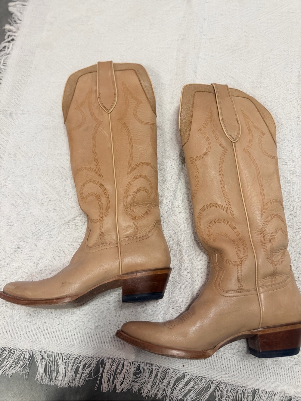 Justin Boots Tan Leather Western Knee-High Pull-On Boots